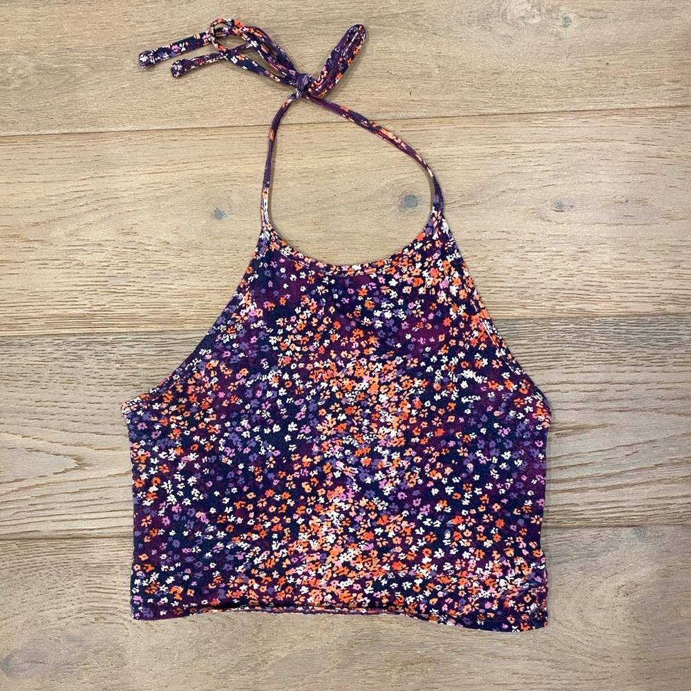 Floral halter crop top